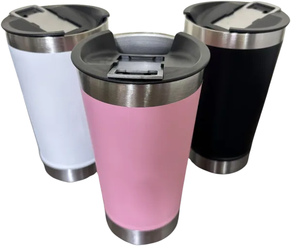 Copos térmicos de inox com tampa e abridor